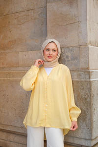 Brit Düğme Detaylı Vual Gömlek Sarı