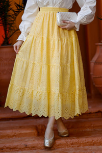 Brode Desenli Etek Sarı