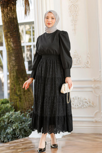 Brode Desenli Etek Siyah