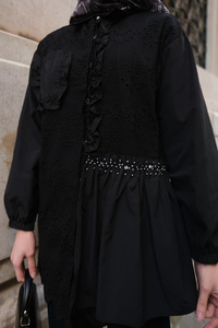 Brode Detay Yarım Taşlı Gömlek Siyah