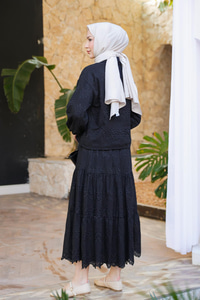 Brode Detaylı Taş İşlemeli İkili Takım  Siyah