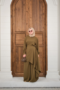 Bronş Detay Çıkarılabilir Pelerinli Takım Haki Yeşil