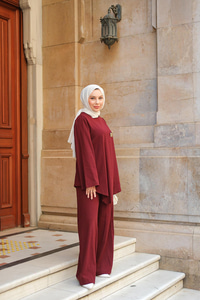 Broş Detay Jennıfer Takım Bordo