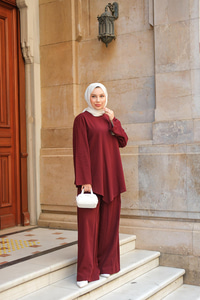 Broş Detay Jennıfer Takım Bordo