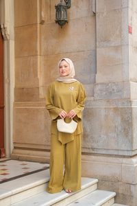 Broş Detay Jennıfer Takım Yağ Yeşil