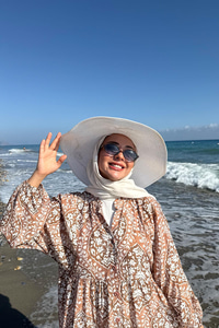 Buğlem Desenli Elbise Kahverengi