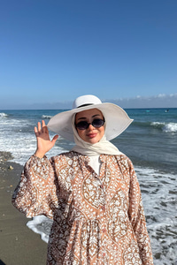 Buğlem Desenli Elbise Kahverengi