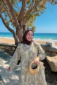 Buğlem Desenli Elbise Yeşil