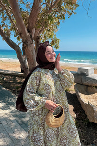 Buğlem Desenli Elbise Yeşil