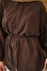 Bulanık Desen Jakar Gömlek Kahverengi