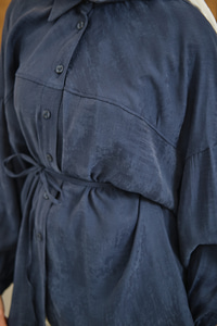 Bulanık Desen Jakar Gömlek Mavi