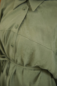 Bulanık Desen Jakar Gömlek Yeşil