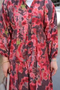 Bulut Desen Elbise Bordo