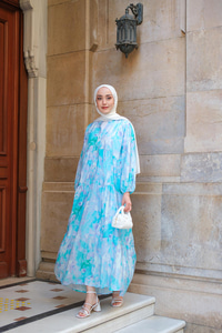 Bulut Desen Elbise Lila