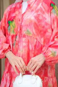 Bulut Desen Elbise Nar Çiçeği