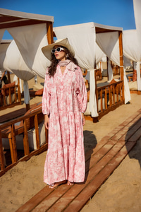 Bulut Desen Elbise Pembe