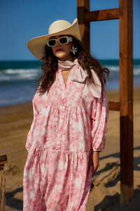 Bulut Desen Elbise Pembe