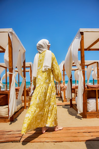 Bulut Desen Elbise Sarı