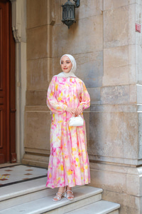 Bulut Desen Elbise Sarı