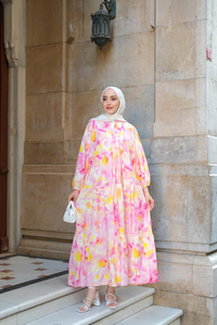 Bulut Desen Elbise Sarı