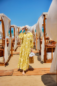 Bulut Desen Elbise Sarı