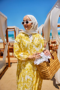 Bulut Desen Elbise Sarı