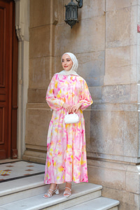 Bulut Desen Elbise Sarı