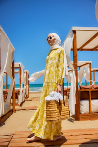 Bulut Desen Elbise Sarı