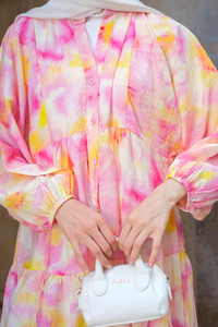 Bulut Desen Elbise Sarı