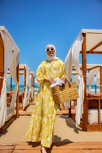 Bulut Desen Elbise Sarı