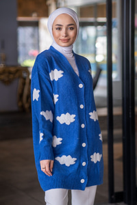 Uygun Fiyatlı BULUT DESEN TRIKO HIRKA SAX MAVI | Loccomoda.com 