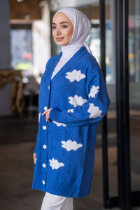 Uygun Fiyatlı BULUT DESEN TRIKO HIRKA SAX MAVI | Loccomoda.com 