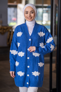 Uygun Fiyatlı BULUT DESEN TRIKO HIRKA SAX MAVI | Loccomoda.com 