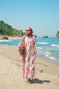 Bulut Desenli Elbise Mürdüm