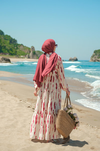 Bulut Desenli Elbise Mürdüm