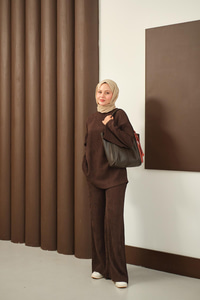 Bürümcük Desen Takım Kahverengi