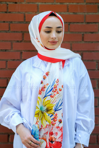 Uygun Fiyatlı BUYUK CICEK DESEN SAL KIRMIZI | Loccomoda.com 