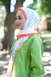 Uygun Fiyatlı BUYUK CICEK DESEN SAL ORANJ | Loccomoda.com 