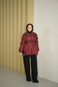 Büzgü Detay Paraşüt Ceket Bordo