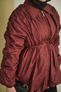 Büzgü Detay Paraşüt Ceket Bordo