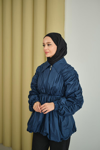 Büzgü Detay Paraşüt Ceket Lacivert