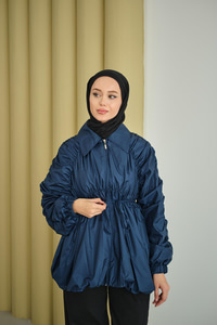 Büzgü Detay Paraşüt Ceket Lacivert