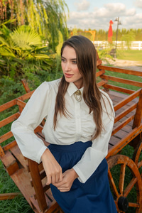 Büzgü Detay Poplin Gömlek Beyaz