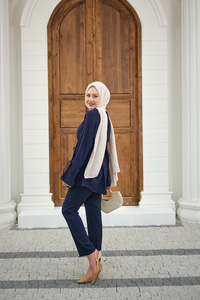 Büzgü Detay Takım Lacivert