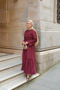 Büzgü Detaylı Etek Bordo