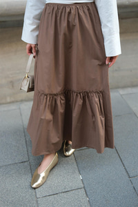Büzgü Detaylı Etek Kahverengi