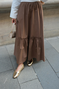 Büzgü Detaylı Etek Kahverengi