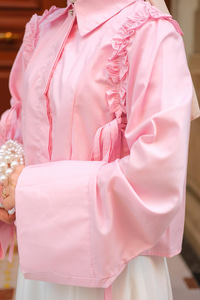 Büzgü Detaylı Gömlek Pembe