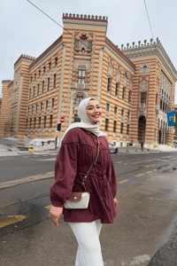 Büzgü Detaylı Vual Gömlek Bordo