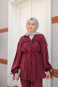 Büzgülü Cupra Tencele Takım Bordo